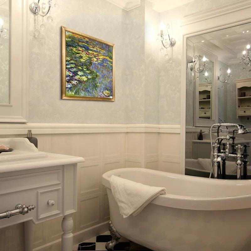 Vault W Artwork Water Lilies (Light Green) Frame Painting on Canvas