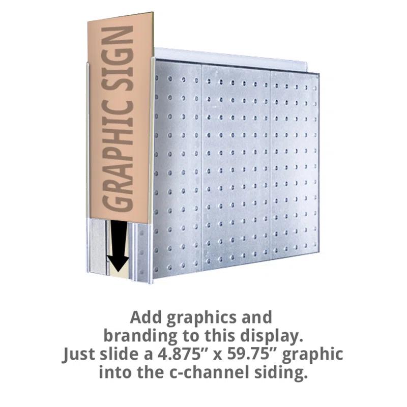 Two-Sided Pegboard Floor Display on Revolving Wheeled Base. Spinner Rack Stand. Panel Size: 16"W x 60"H