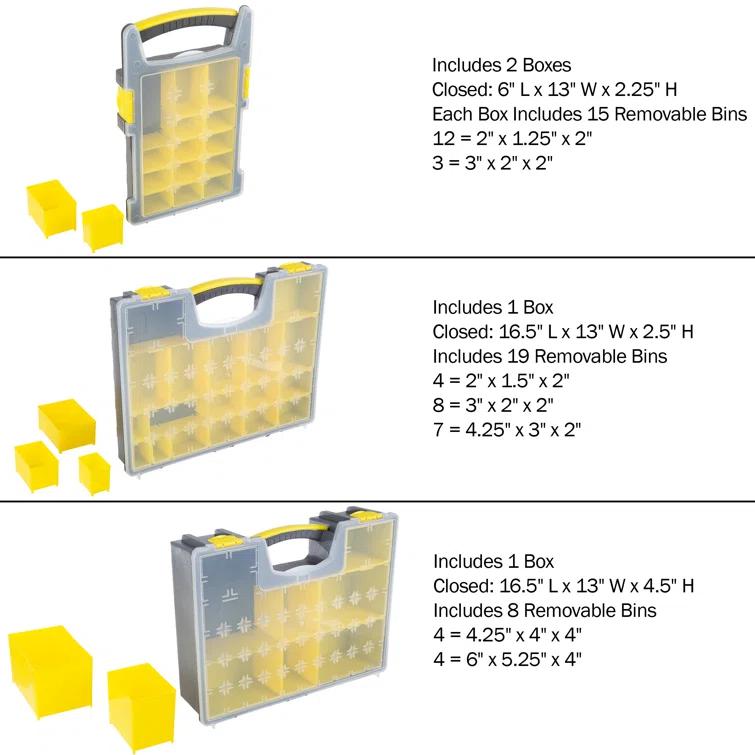 Stalwart Stalwart Tool and Hardware Organizer and Storage with 3 Compartments (Set of 4)