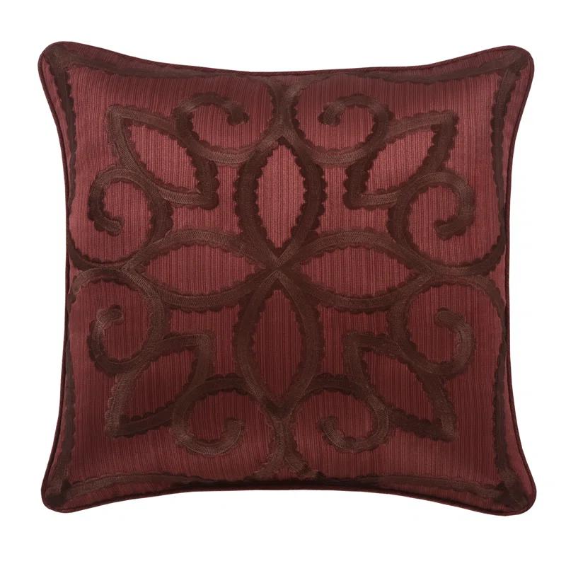 Five Queens Court Chianti 18" Square Embellished Decorative Throw Pillow