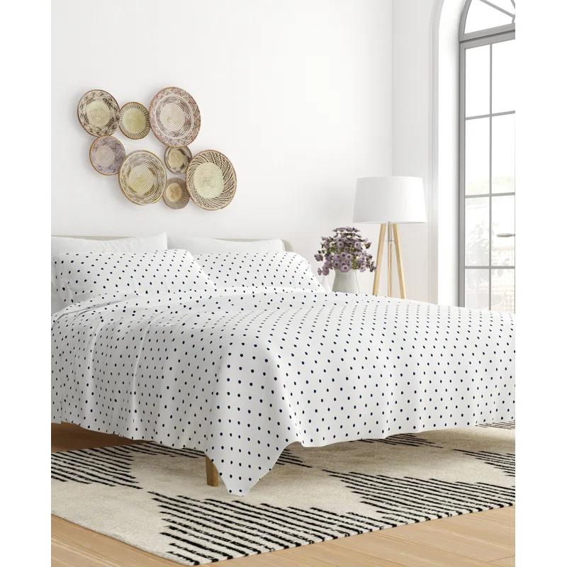IEnjoy Home Polka Dots Navy & White Pattern Sheet Set