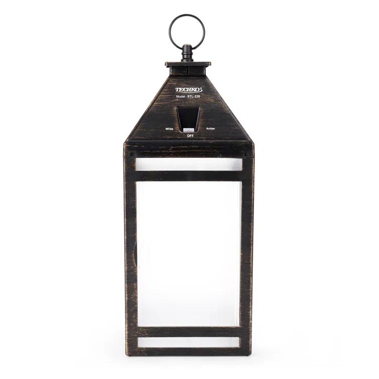 Techko 12.88 Outdoor Vintage Solar LED Lantern with Auto Dawn-to-Dusk Sensor