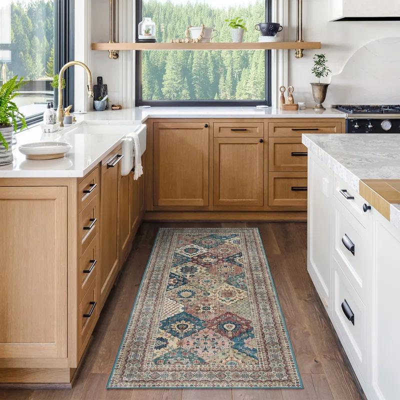 Gertmenian Crystal Print Cinzia Washable Digital Print Traditional Patchwork Border Area Rug