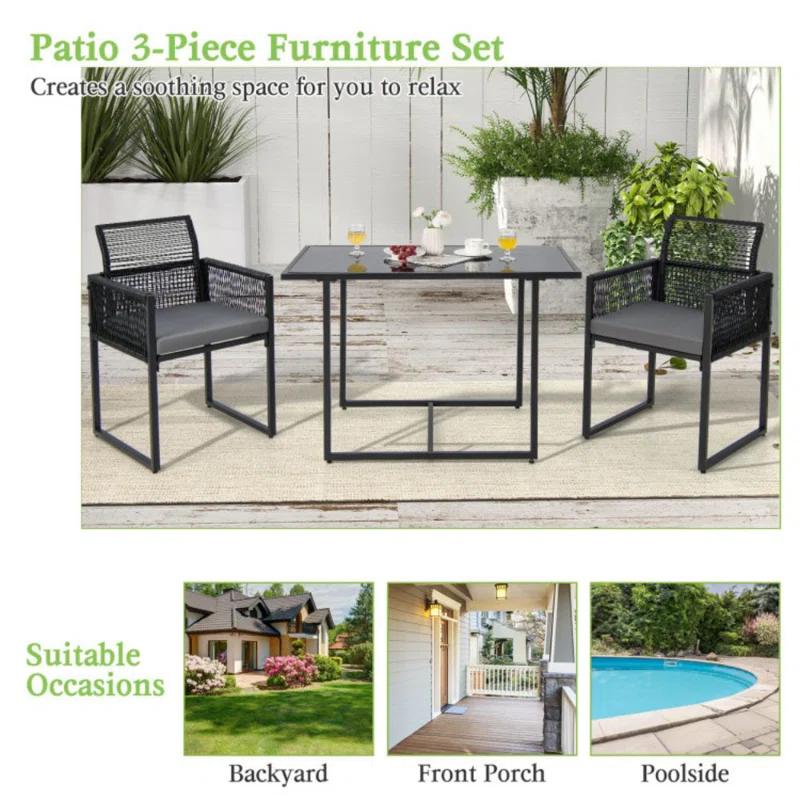 Wrought Studio™ Delyza 2 - Person Patio Conversation Sets with Cushions