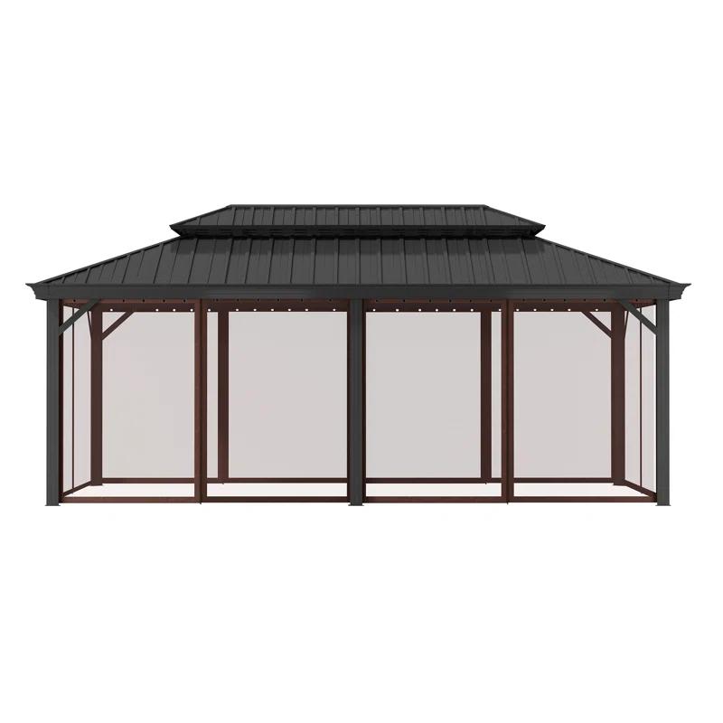 mondawe Benton 20 Ft. W x 12 Ft. D Hard Top Double Roof Aluminum Patio Gazebo