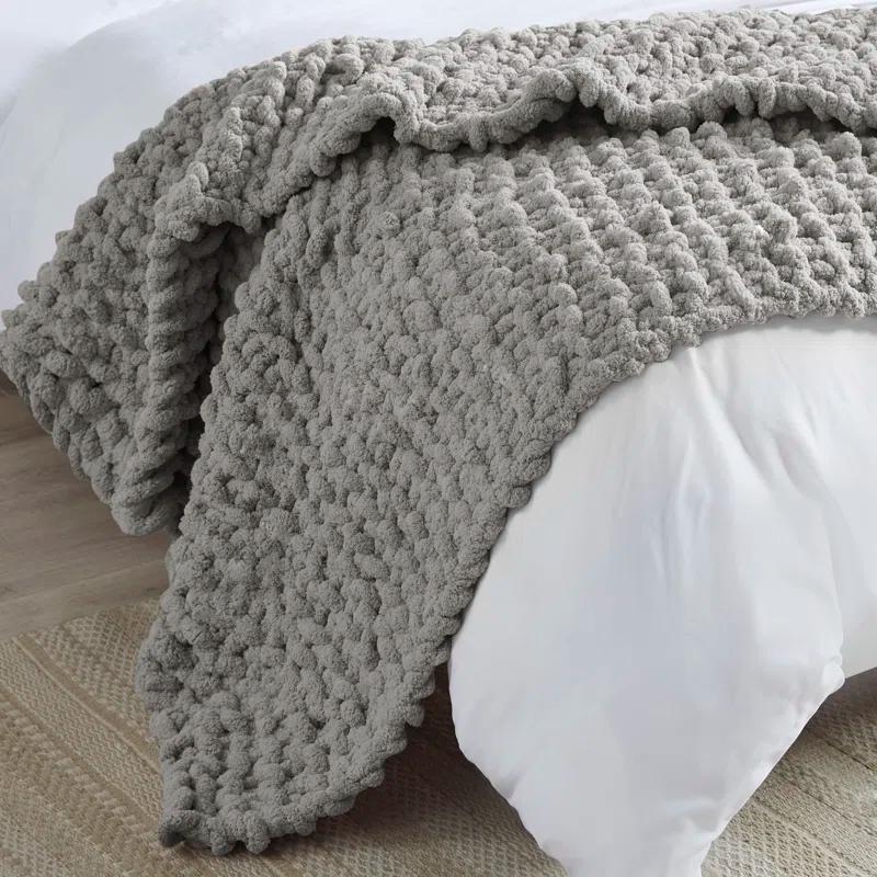 Madison Park Chenille Chunky Knit Throw