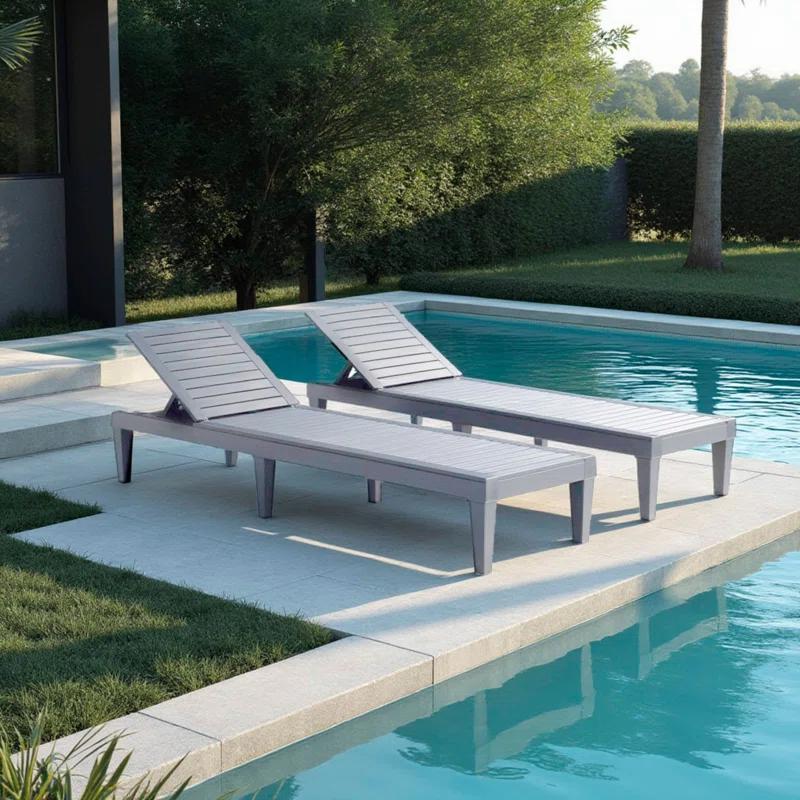 Nestl Nestl Waterproof, Lightweight, and Adjustable Outdoor Polyresin Chaise Lounge Chair Set (Set of 2)