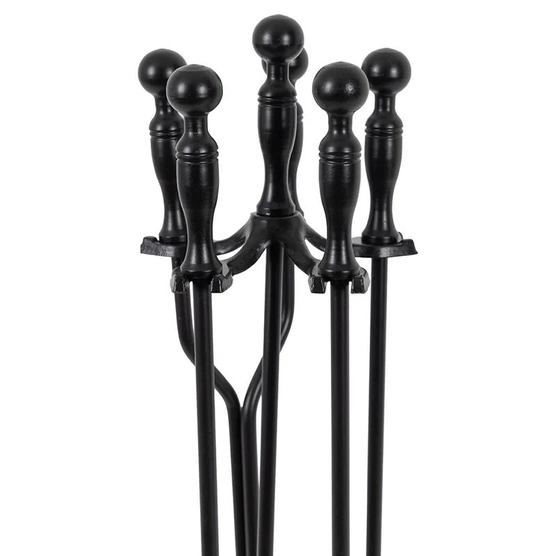 Modern Ember Cascade 5 Piece Fireplace Tool Set in Black