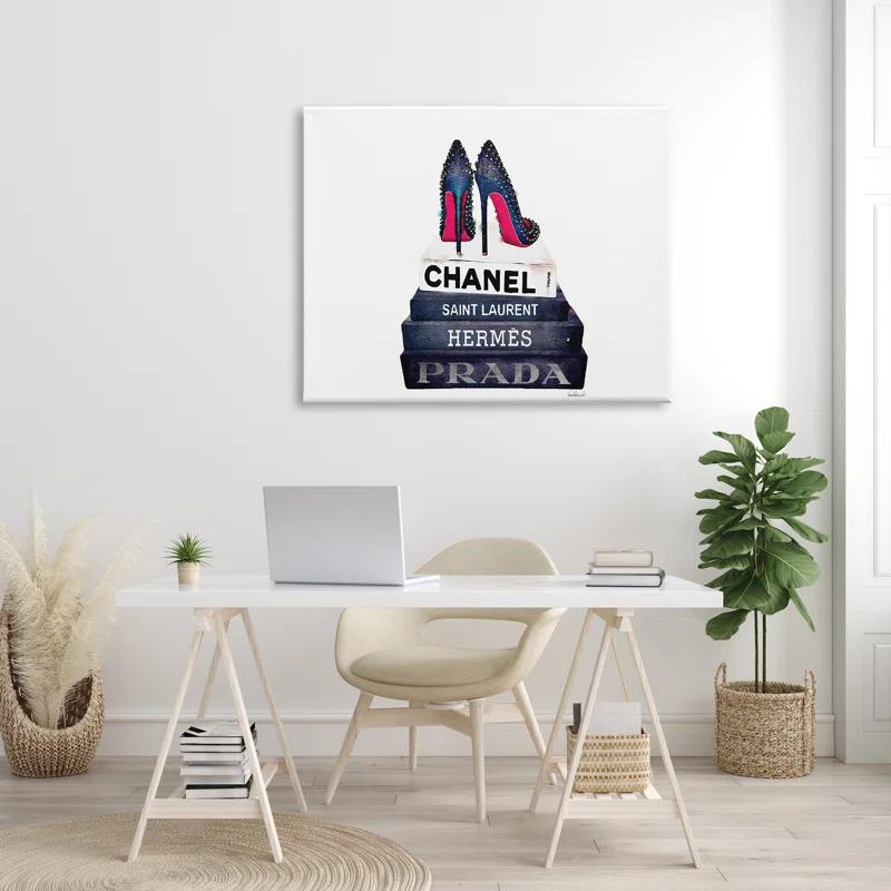 Stupell Industries " Glam Fashion Book Set BW Stud Pump Heels " by Amanda Greenwood