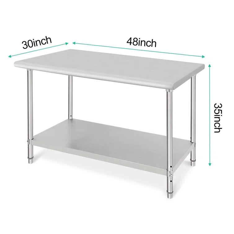 babevy Stainless Steel Table Commercial Work Table,NSF Three Layer Workbench Heavy Duty Prep Worktable
