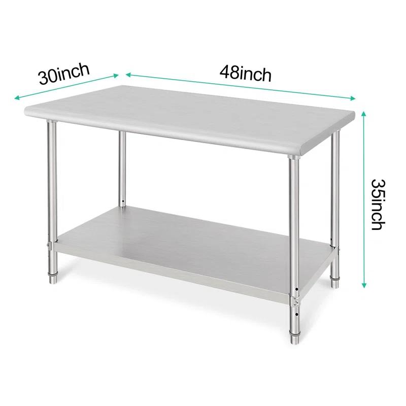 babevy Stainless Steel Table Commercial Work Table,NSF Three Layer Workbench Heavy Duty Prep Worktable