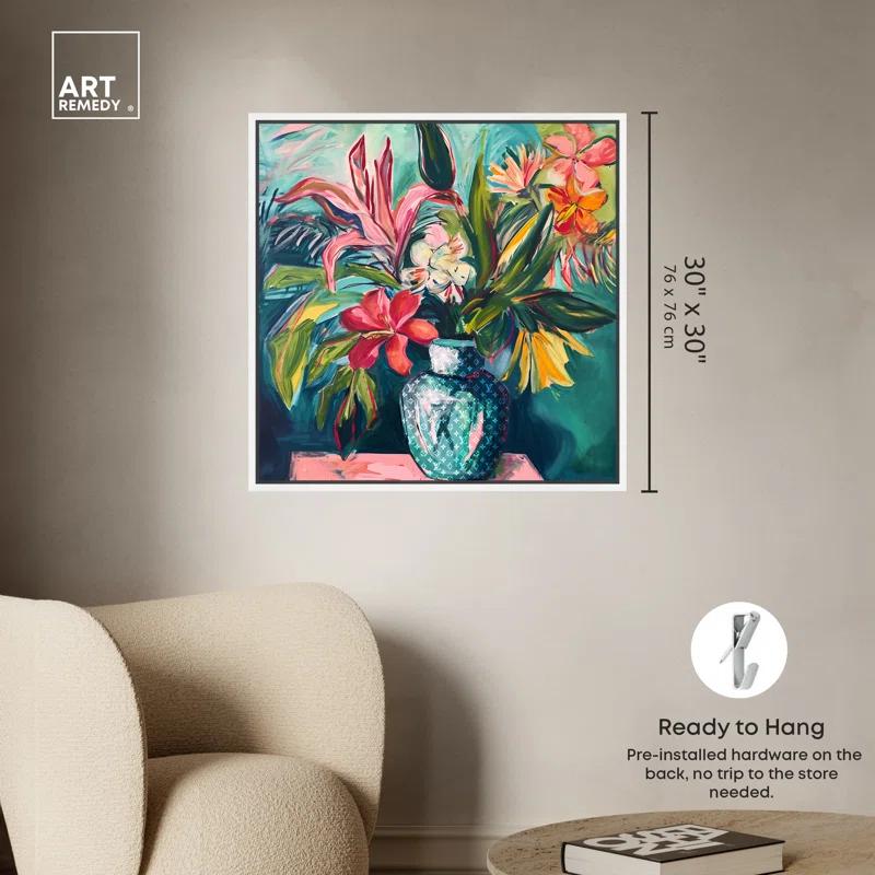 Art Remedy Art Remedy Vase Of Tropical Flowers Framed Flowers In Vase Paintings 55511