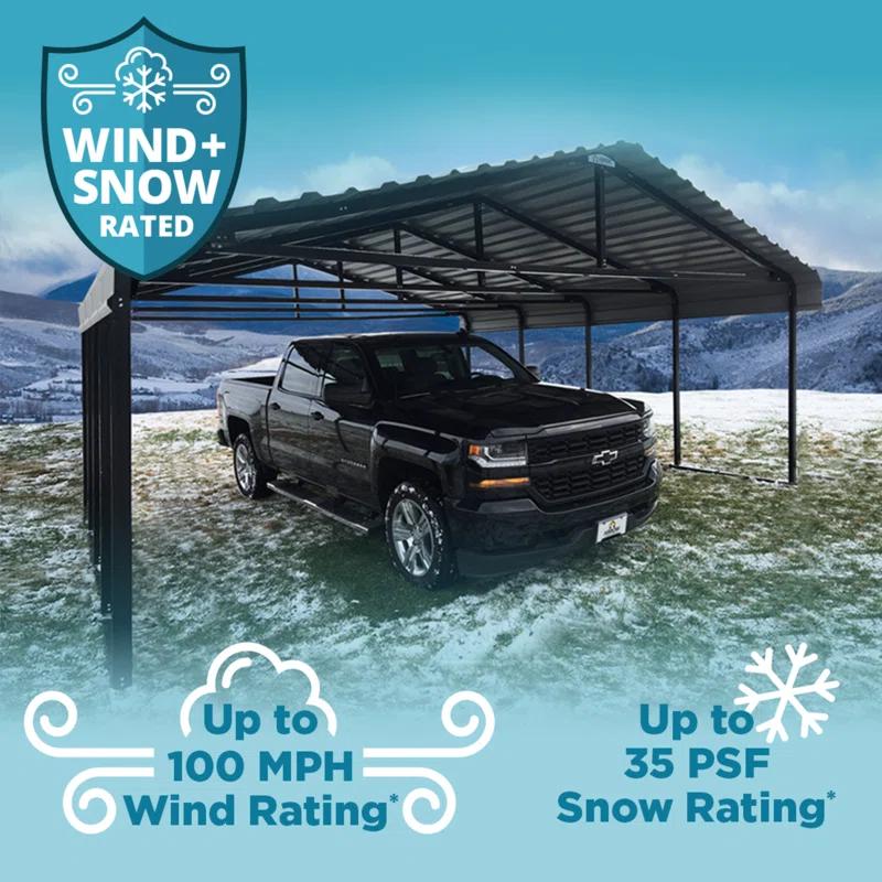 Arrow Arrow Steel Carport with 2 Side Wall Kits, 20x20x09