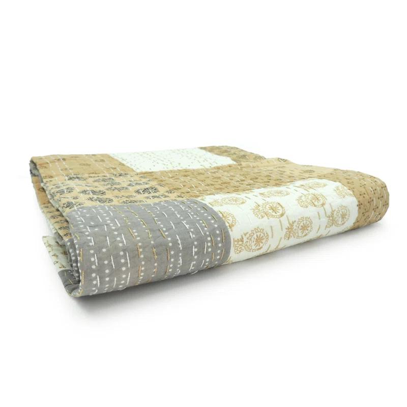 Rajani Home Advika Handmade Kantha Cotton Throw Blanket