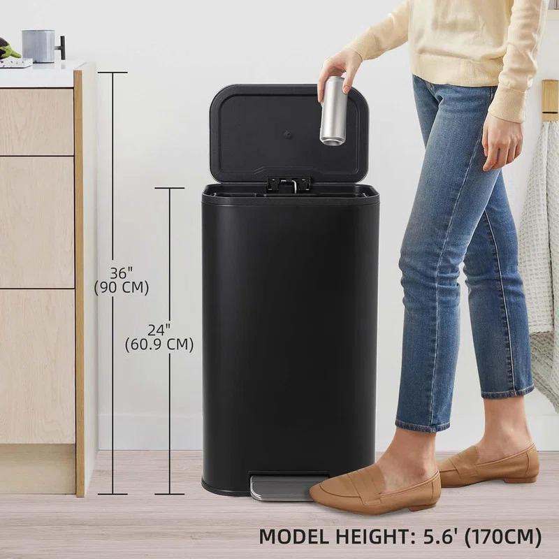 Sangdo Bathroom Trash Can, Small Step Waste Bin with Foot Pedal & Removable Inner Bucket