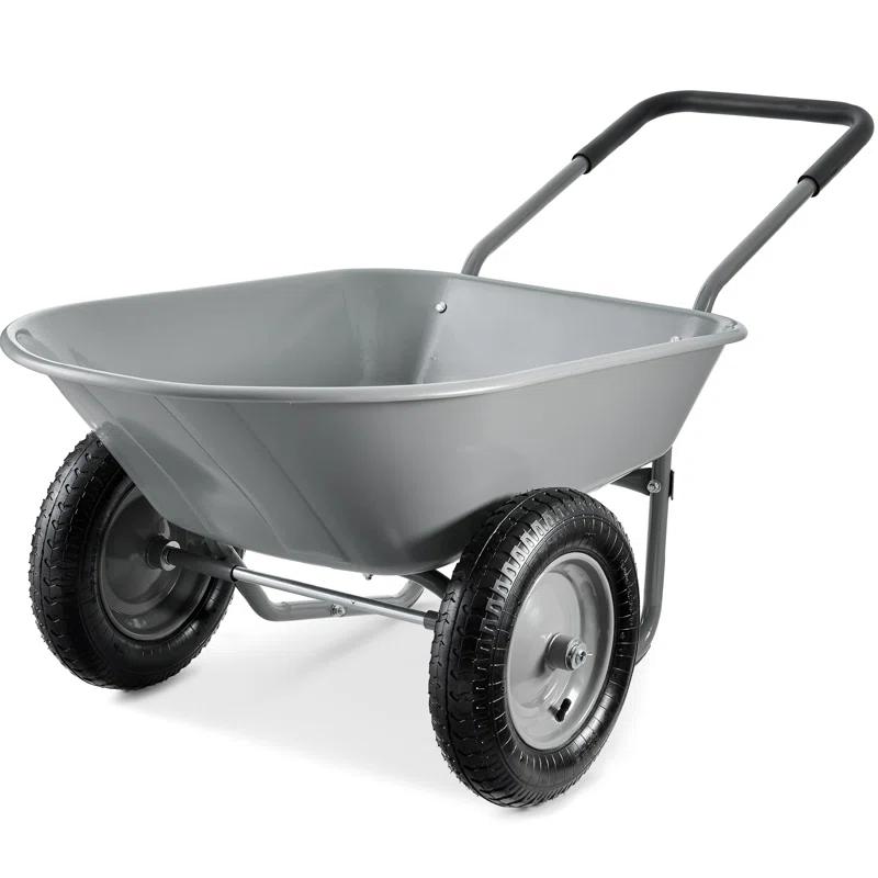 Best Choice Products Best Choice Products Dual-Wheel Home Wheelbarrow Yard Garden Cart For Lawn, Construction
