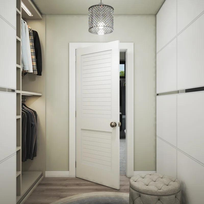 80'' Solid Wood Louvered Painted Slab Door