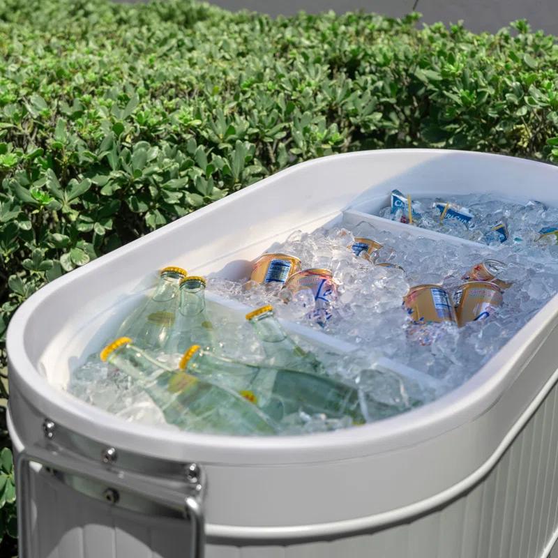 Permasteel 120-Qt Large Outdoor Cooler Cart on Wheels, Rolling Patio Cooler with Dividers for Separate Compartments