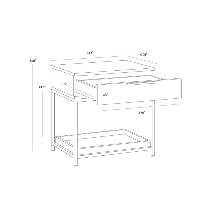 Transitional Rebel 23.5" Cream Oak Wood 1-Drawer Nightstand