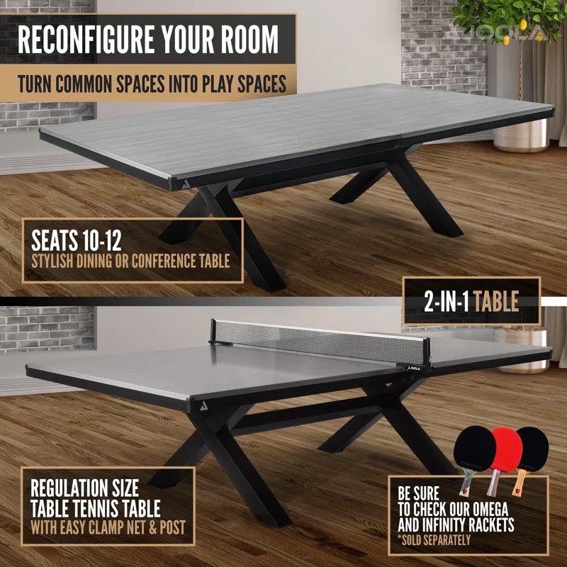 Joola Brighton Table Tennis and Dining Combo Table, Office Ping Pong Table with X-legs