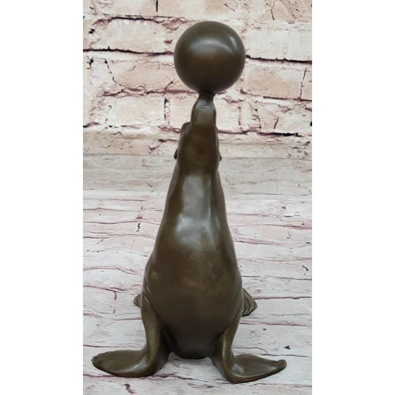 Rosecliff Heights Seal Balancing Ball on Nose - Bronze Figure Sculpture Original Art by Milo
