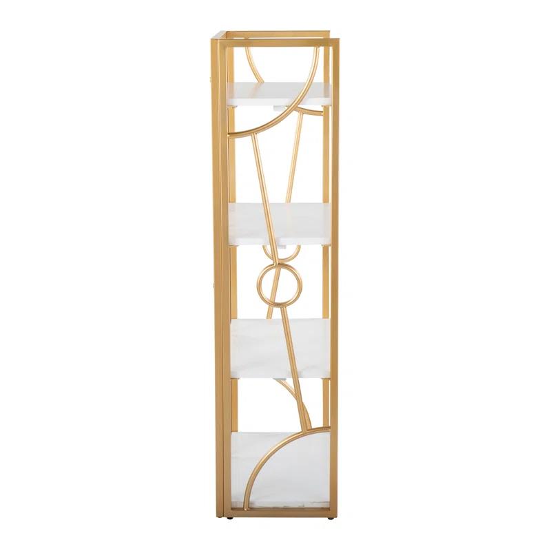 Everly Quinn Constellation Contemporary Bookcase in Gold Metal and Wood by LumiSource