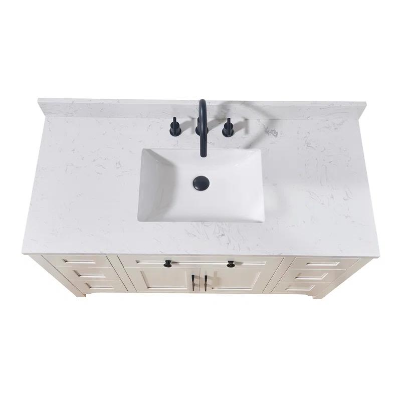 Altair 49" Single Bathroom Vanity Top in Aosta White with Sink