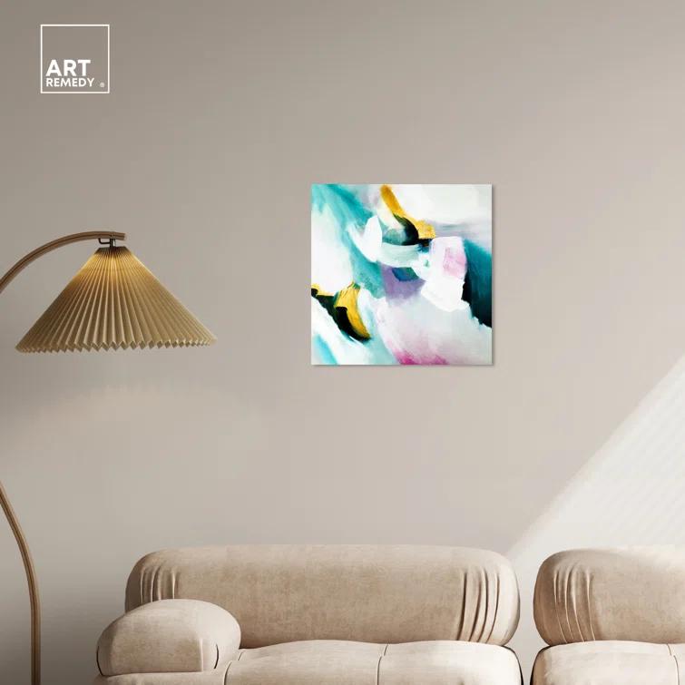 Art Remedy Art Remedy Still Violas Framed Blue Abstract 1 Piece Canvas Wall Art 56586