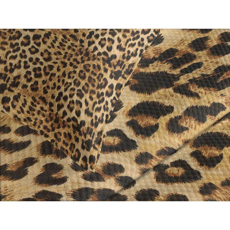 Ambesonne Brown Bedspread Set Leopard Print Brown