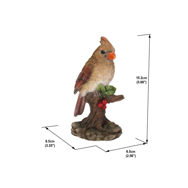 Female Cardinal on Stump Polyresin Garden Statue