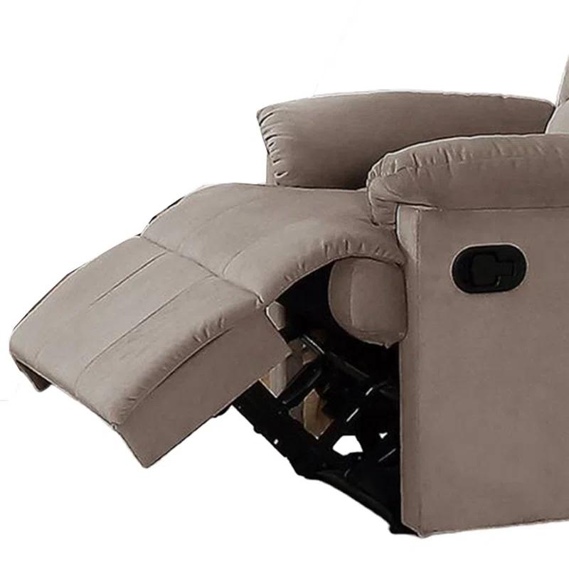 Benjara Karry Manual Recliner Chair, Cushioned Velvet, Solid Wood