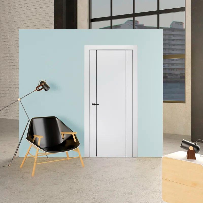 Belldinni Smart Pro 2U DIY-FRIENDLY Polar White Flush Solid Wood Painted NARVIKA Collection Standard Door