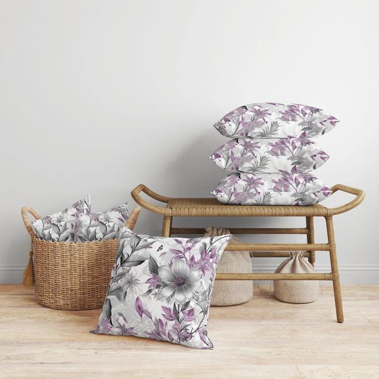 Amrita Sen Exquisite Floral Breeze Floral Indoor/Outdoor Reversible Throw Pillow