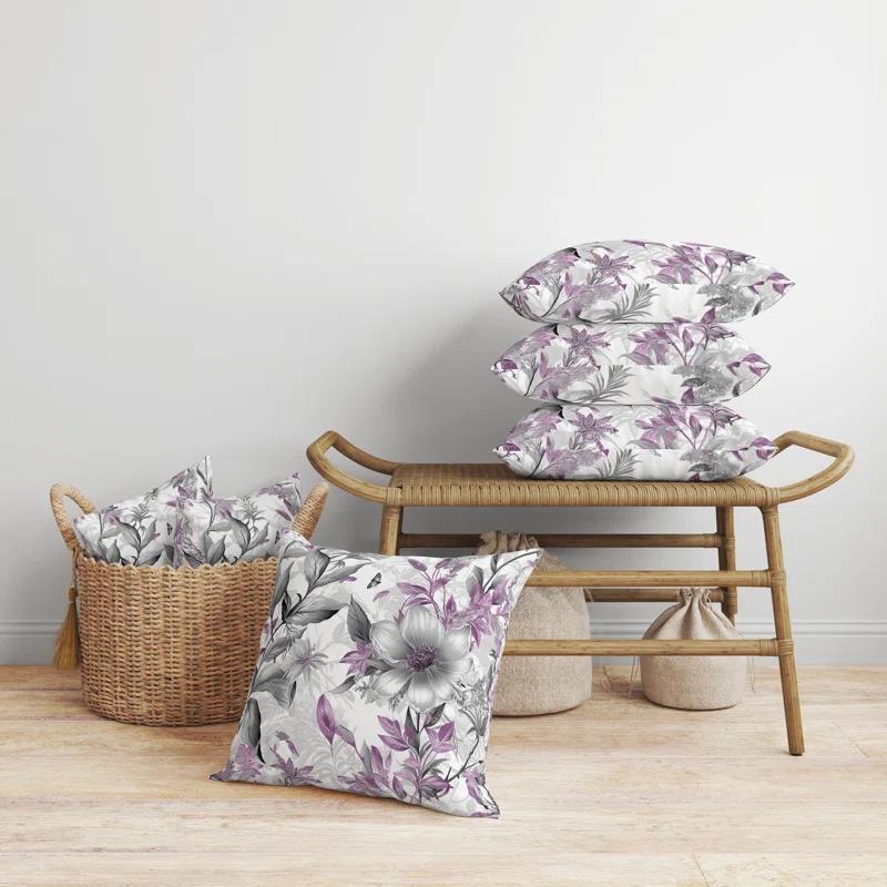 Amrita Sen Exquisite Floral Breeze Floral Indoor/Outdoor Reversible Throw Pillow