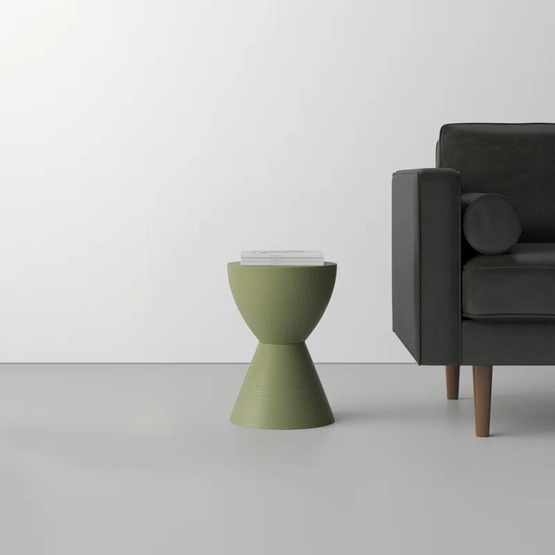 AllModern Durant Reversible Drum End Table with Storage – No Assembly Lightweight Accent Side Table for Indoor & Outdoor Use