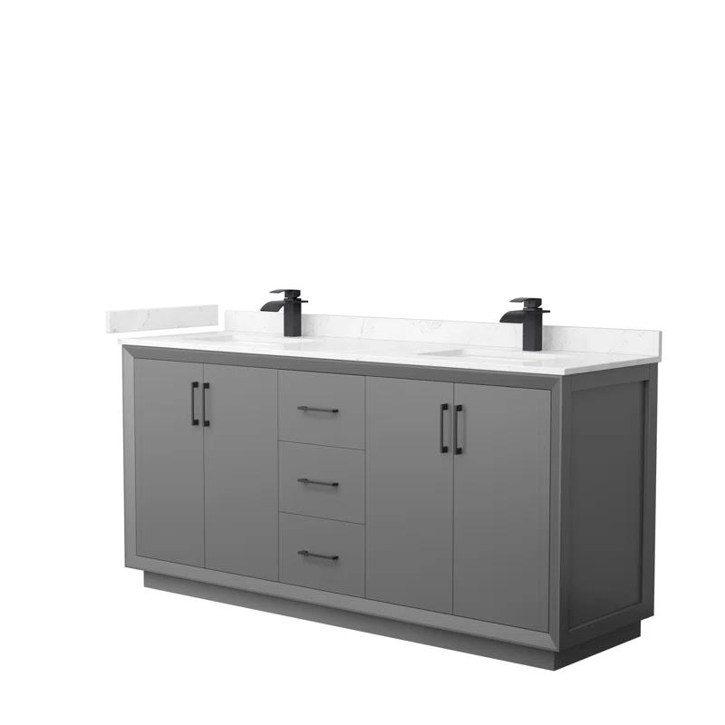 Wyndham Collection 72'' Double Bathroom Vanity with Cultured Marble Top