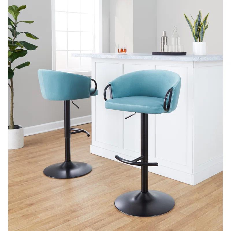 LumiSource Swivel Upholstered Adjustable Height Counter Stool with Metal Frame