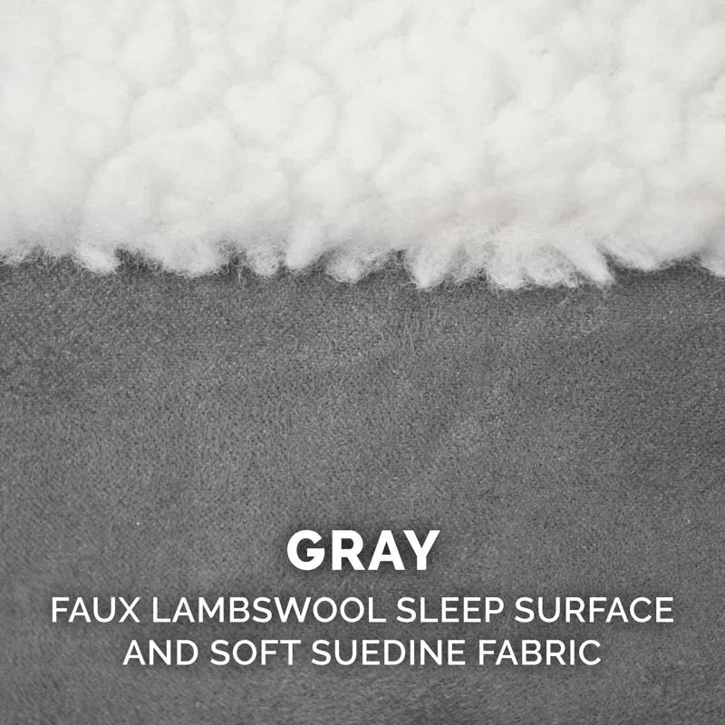 FurHaven Faux Sherpa & Suede Oval Dog Bed