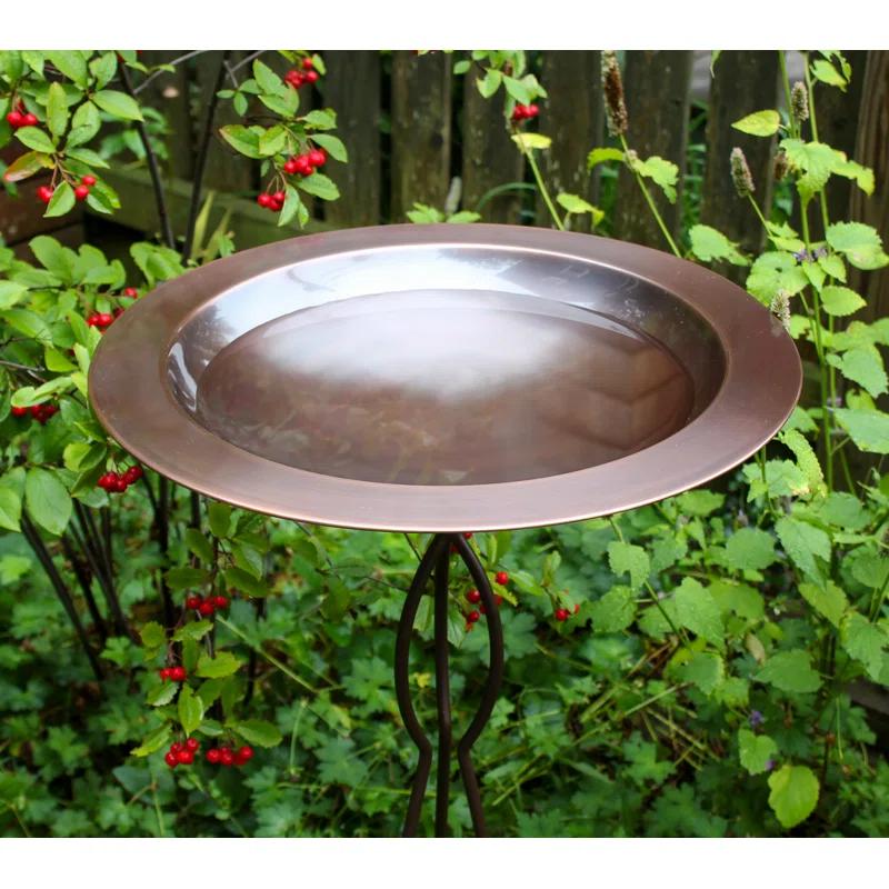 18" Classic Copper Birdbath with Tripod Stake