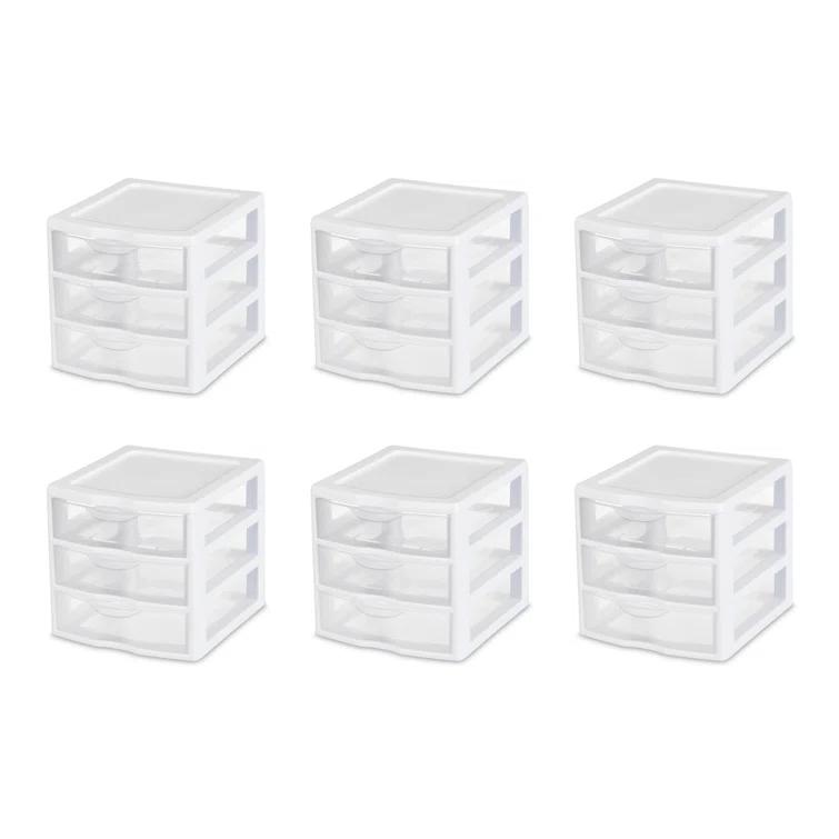 Sterilite Sterilite Clearview Plastic Multipurpose Small 3 Drawer Desktop Storage Organization Unit for Home, Classrooms, or Office Spaces