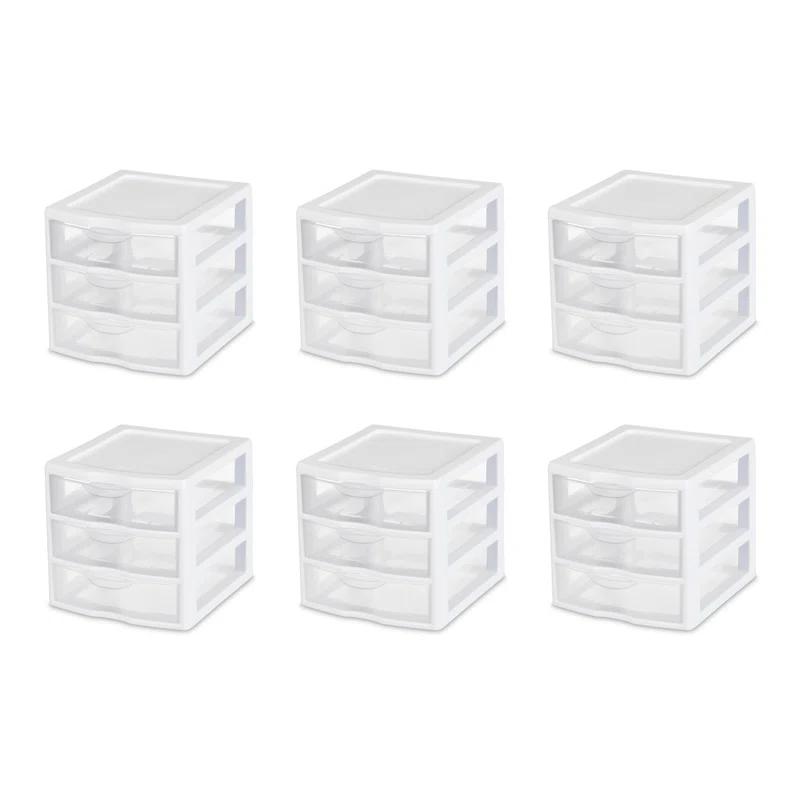 Sterilite Sterilite Clearview Plastic Multipurpose Small 3 Drawer Desktop Storage Organization Unit for Home, Classrooms, or Office Spaces