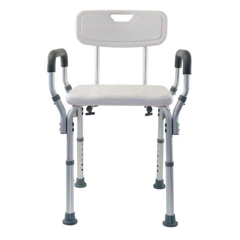 Essential Medical Supply Essential Medical Supply Height Adjustable Shower and Bath Bench with Padded Arms, Contoured Back and Textured Shower Chair Seat B3011