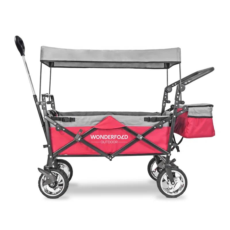 WonderFold Outdoor S4 Push & Pull Folding Wagon With Canopy & Brakes