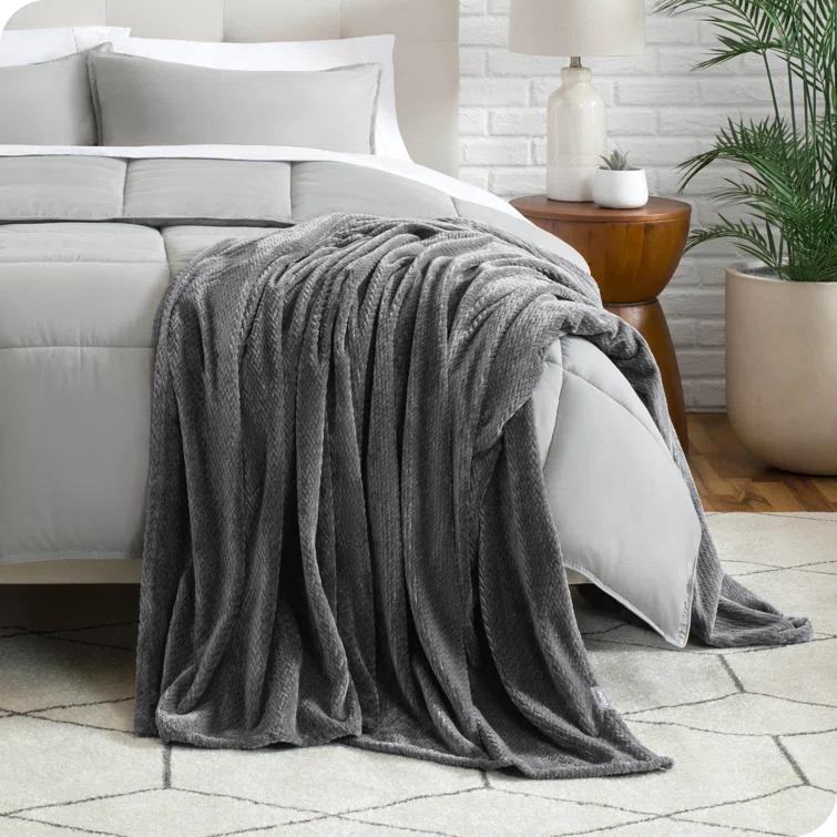 Bare Home Textured Microplush Blanket & Reviews | Wayfair