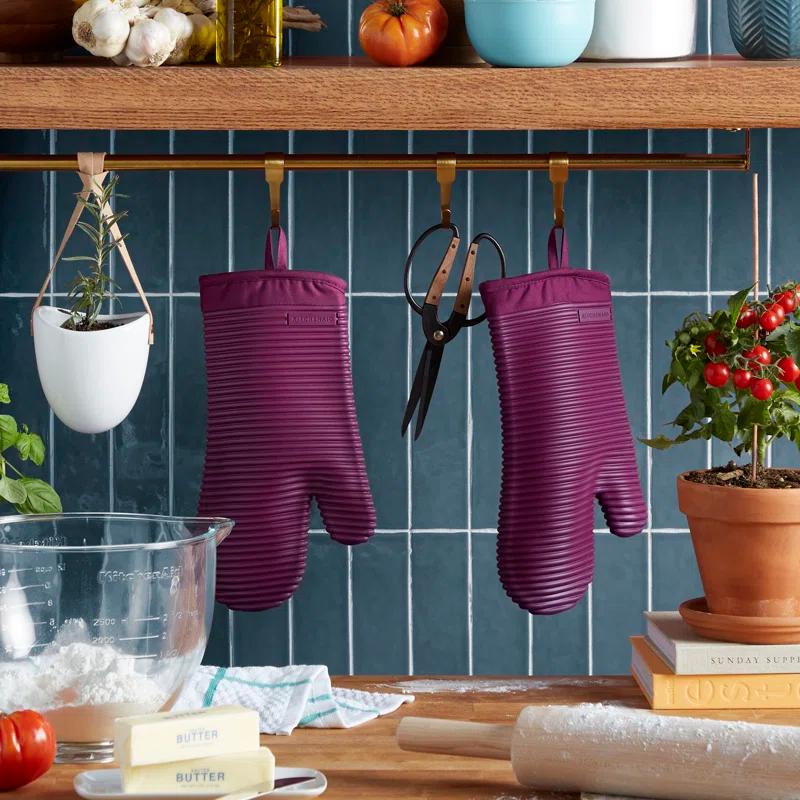KitchenAid Milkshake Ribbed Soft Silicone Oven Mitts, Set of 2