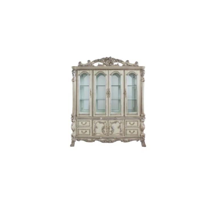 One Allium Way® Hutch Buffet China Cabinet in Vintage Bone White