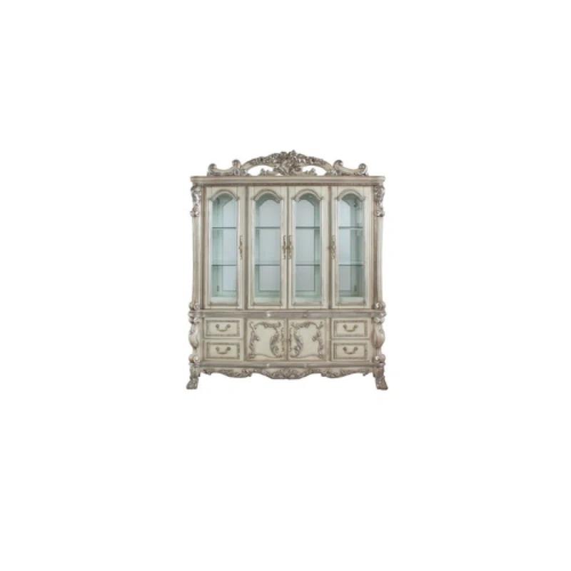 One Allium Way® Hutch Buffet China Cabinet in Vintage Bone White