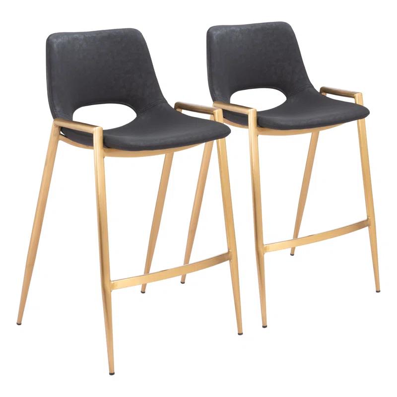 Zuo Hospitality Desi Black Upholstered Counter Stool (Set of 2)