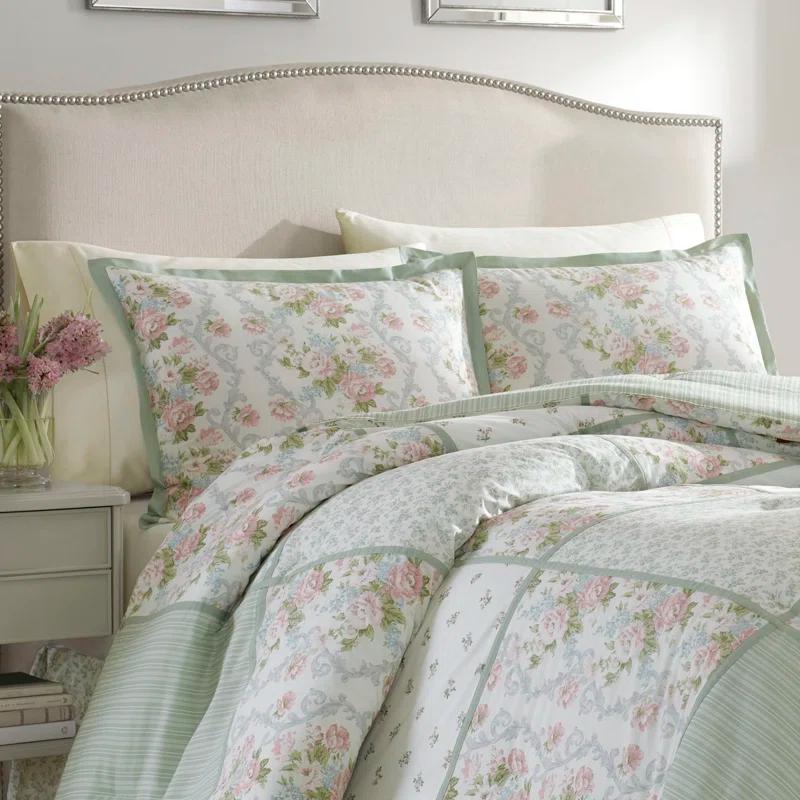 Laura Ashley Harper Green Cotton Comforter Set