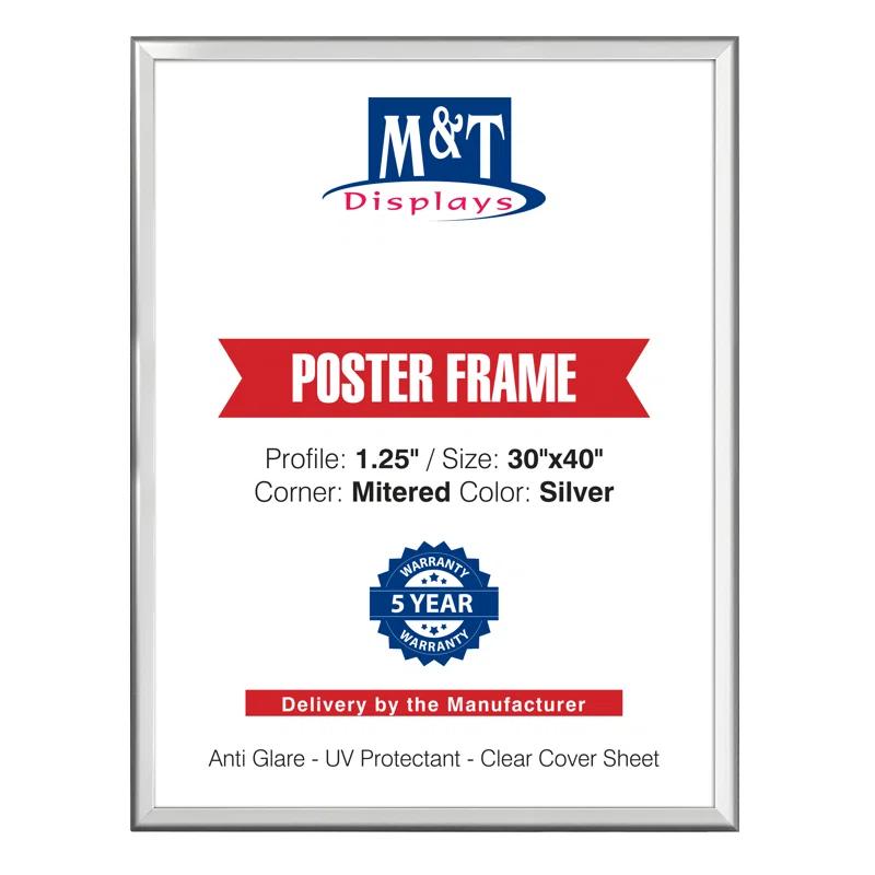 MT Displays Silver Metal Beveled Picture Frame